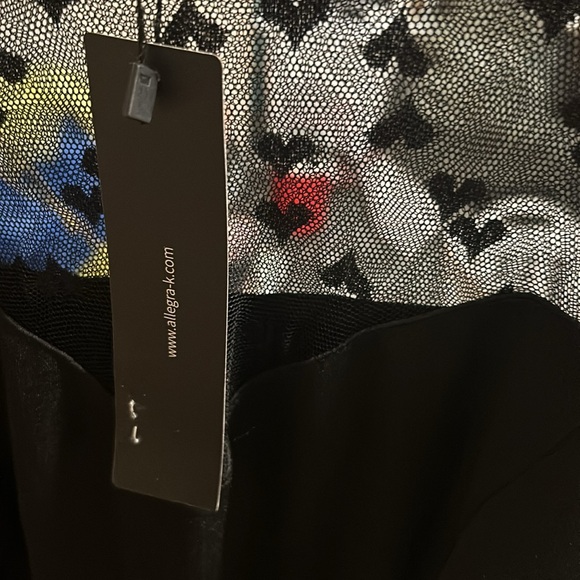 Allegra K Women's Heart Mesh Sheer Long Sleeve Gothic Halloween Party Dress - Picture 4 of 4